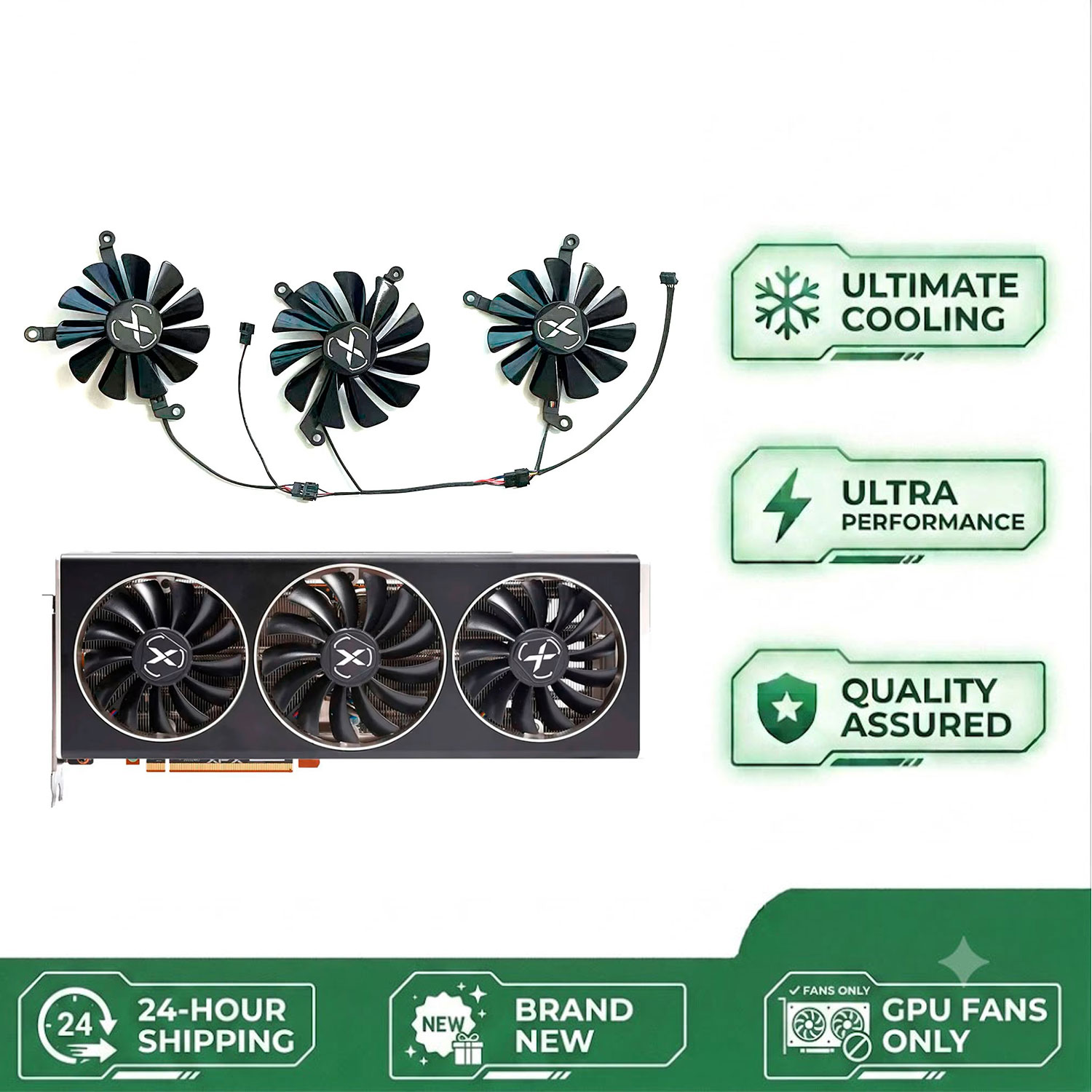 Rx 6700 Xt 12Gb Graphics Card - 新しいDIY GPUファン、4ピン、95mm/85mm、F1010U12S、4ピンDC 12V 0.45A。XFX RX6700 XT